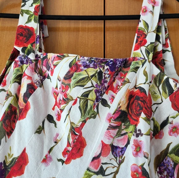 Avec Les Filles Linen-Blend Red/Purple Floral-Print Fit
Flare Midi Dress - Picture 5 of 7